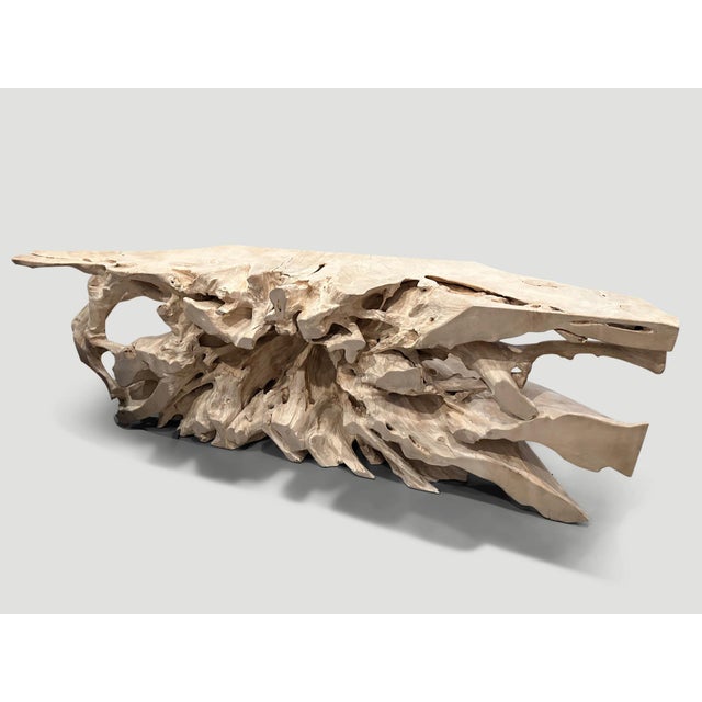 Wood Andrianna Shamaris Monumental Bleached Teak Wood Console Table For Sale - Image 7 of 18