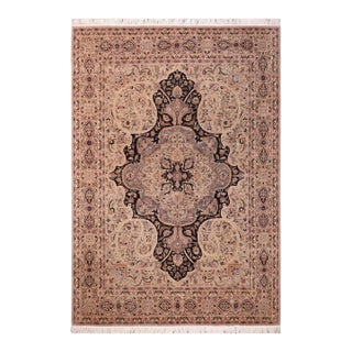 Shabby Chic Medallion 1990's Pak-Persian Black/Gray Wool Rug - 8'2'' X 10'2'' For Sale
