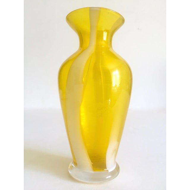 Vintage Mid Century Modern Italian Hand Blown Art Glass Yellow Swirl
