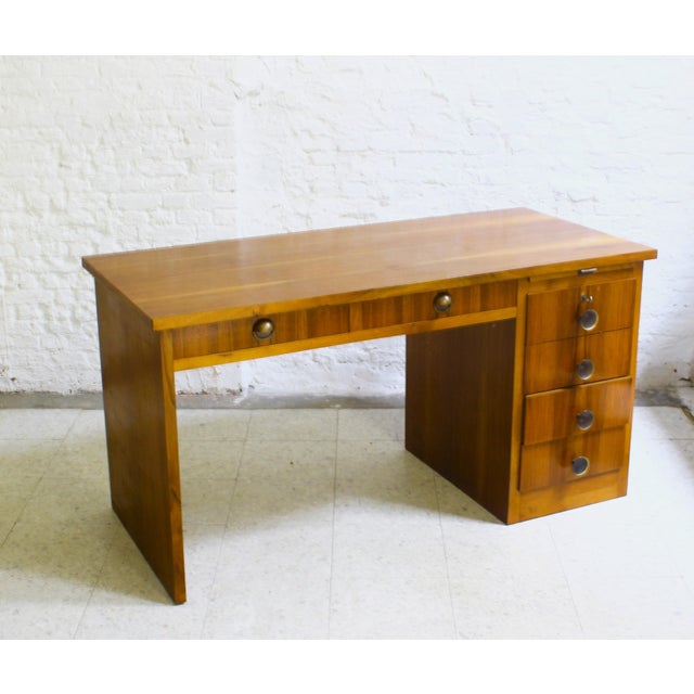 1930s Small Art Deco Cubist Desk in Walnut Veneer, Belgium, 1930 For Sale - Image 5 of 16
