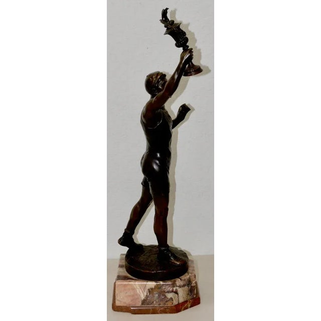 Julius Schmidt-Felling Olympic Torch Bearer Bronze Sculpture on Marble Base c.1910 Julius Paul Schmidt-Felling was a...