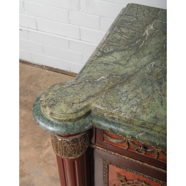 Traditional 19th Century French Empire Sideboard With Gilt Bronze Mounts & Green Marble Top For Sale - Image 3 of 8