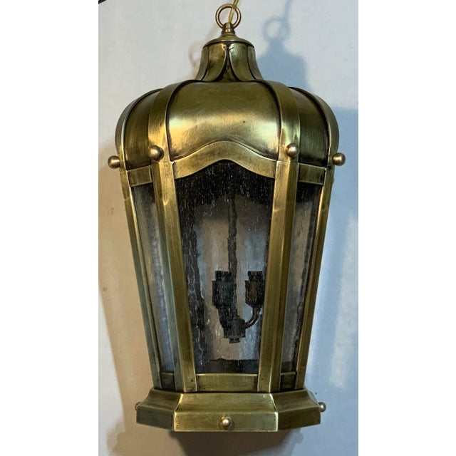 1990s Hand Crafted Solid Brass Hanging Lantern For Sale In Miami - Image 6 of 12