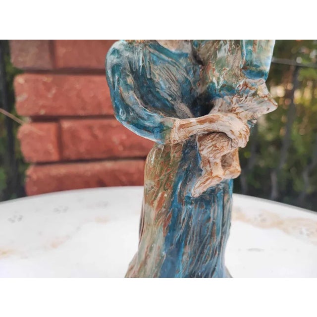 Pre-War Ceramic-Coated Cast Iron Figurine of the Virgin Mary, 1890s-1910s For Sale - Image 4 of 7