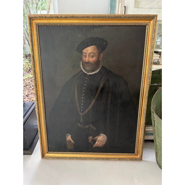 Large-Scale Late 19th–Early 20th Century European Historicist Portrait Painting For Sale - Image 11 of 11