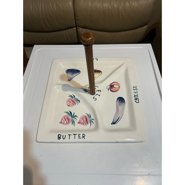 Mid-Century Modern Mid Century Bagels Lox Cheese Judaica Style Serving Tray Platter For Sale - Image 3 of 7