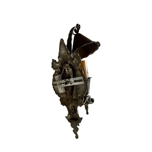 1920s Mixed Metal Tudor/Gothic Storybook Wall Sconces With Copper Smoke Bells - Pair For Sale In Los Angeles - Image 6 of 6