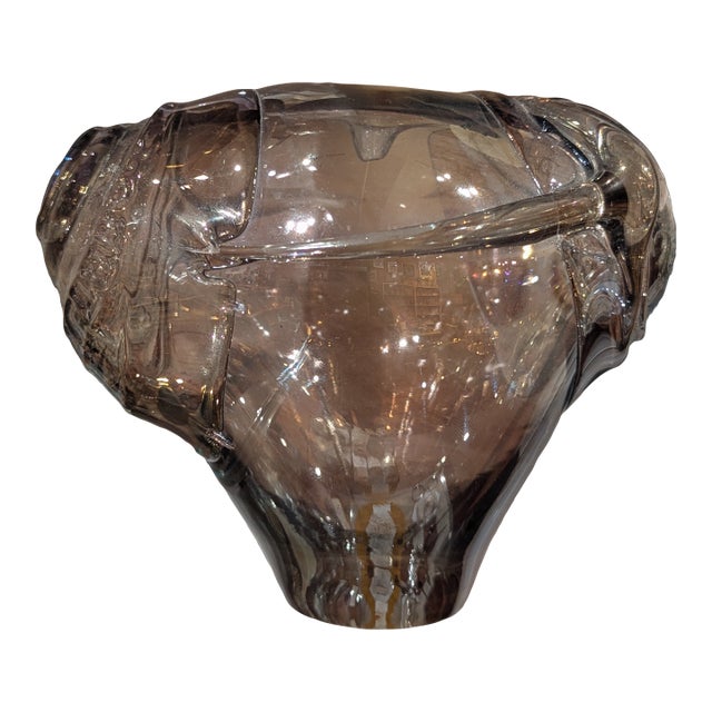 Jim Wayne Smoky Irredescent Art Glass Vessel For Sale