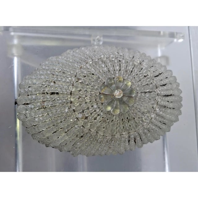 Hollywood Regency 1940's Large Hollywood Regency Beaded Cut Crystal Domed Wall Sconce For Sale - Image 3 of 9
