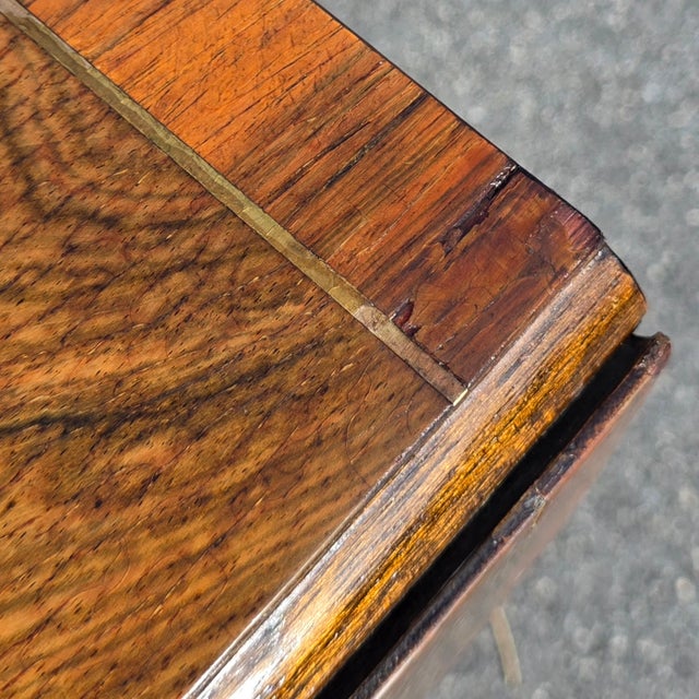 Mid 20th Century Vintage Regency Revival Rosewood Pedestal Drop-Leaf Table With Drawer, Brass-Mounted Base For Sale - Image 5 of 12