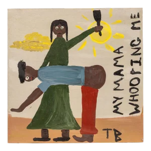 C. 1960 Tim Brown "My Mama Whooping Me" Outsider Art Painting