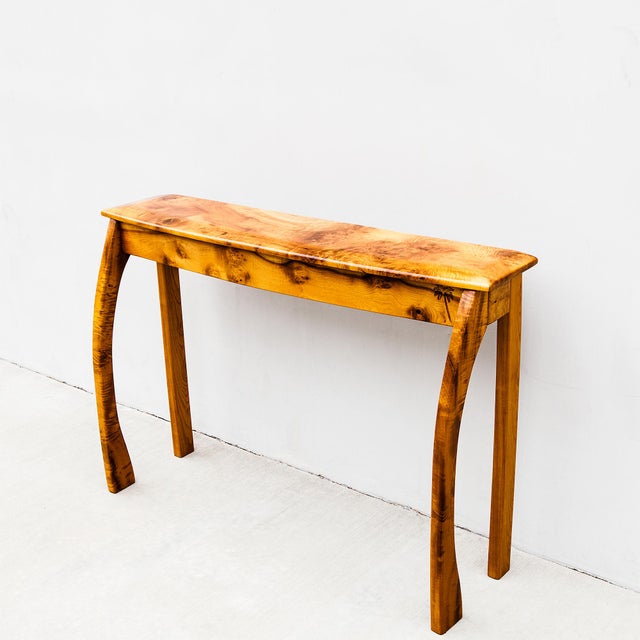 Vintage Studio Crafted Burl Maple Postmodern Console or Entry Table For Sale - Image 11 of 14