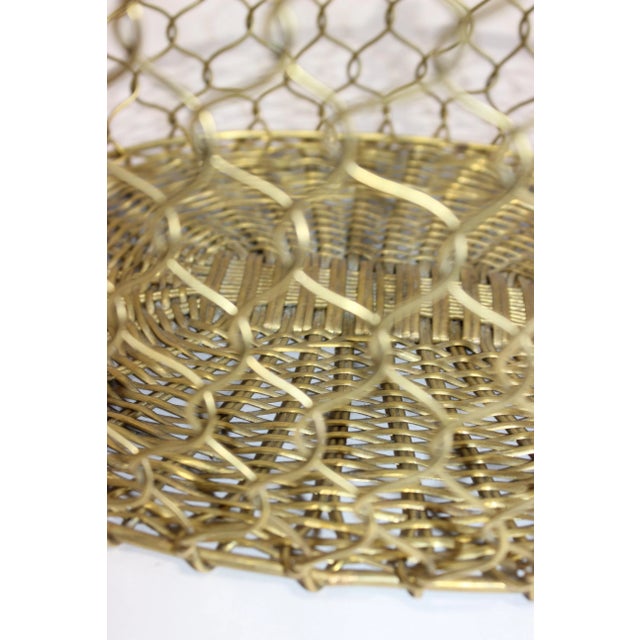 Mid 20th Century French Basket 1950s Woven Brass For Sale - Image 5 of 10