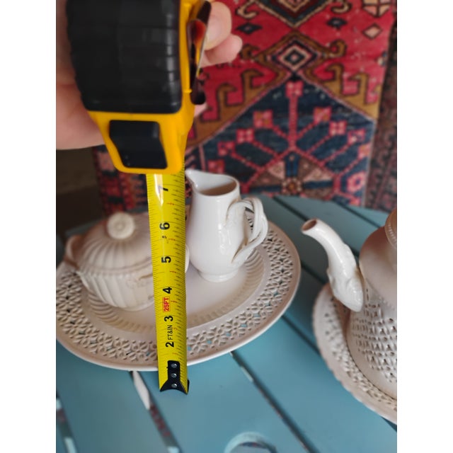 Cream Antique Leed's Cream Ware Reticulated Tea Set For Sale - Image 8 of 10