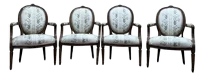 Louis XVI Cabriolet Armchairs with Medallions, Set of 4