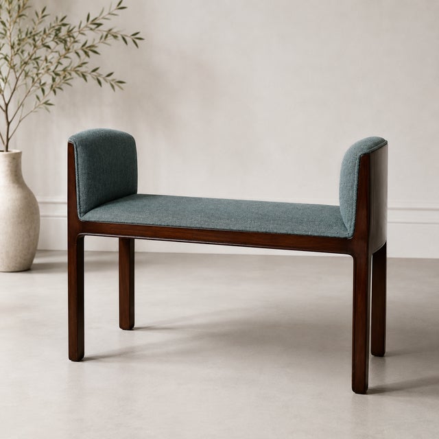 Mid-Century Modern Edward Wormley for Dunbar Sculptural Upholstered Bench, C. Mid-20th Century For Sale - Image 3 of 12