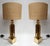 Pair of table or bedside Blade Robot lamps in brass and Murano glass with gold leaf powder. Contemporary work from a small...