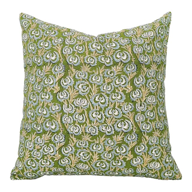 Fabdivine Artisan Block Print Throw Pillow Cover 16x16 Inch Duck Canvas-Heart Vine For Sale