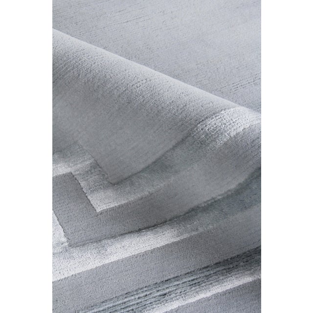 Deza Aqua Hand loom Wool/Viscose Area Rug - 10'x14' For Sale - Image 4 of 7