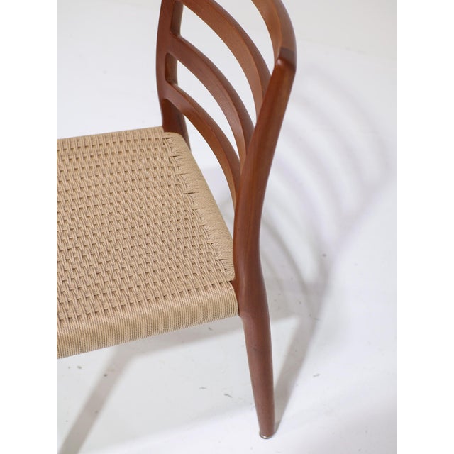 Vintage Model 85 Dining Chairs in Teak and Papercord by N.O. Møller for J.L. Møllers, 1960s, Set of 6 For Sale - Image 12 of 17