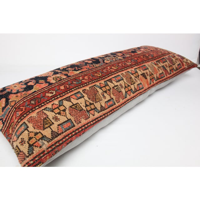 Textile Antique Persian Navy Blue Lumbar Pillow Cushion Cover -16'' X 41'' For Sale - Image 7 of 10