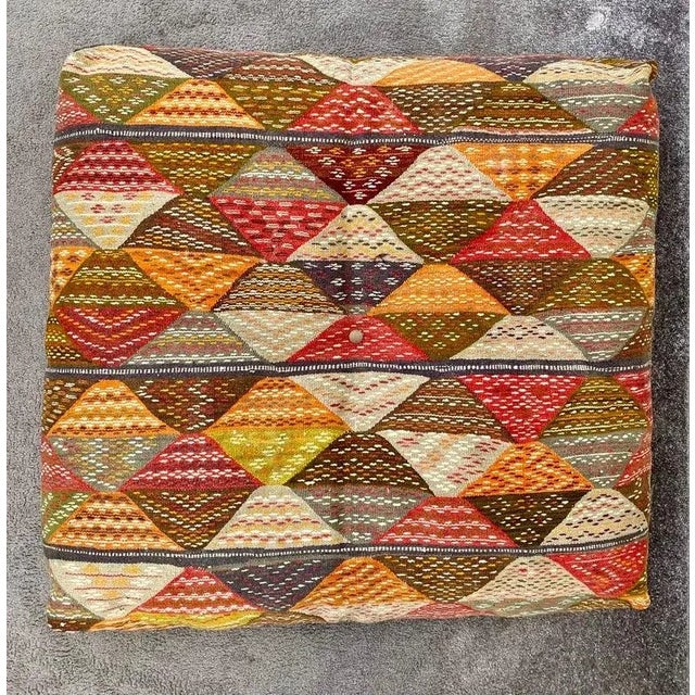 Large Bohemian Vintage Tribal Moroccan Handmade Floor Cushions, Poof or Pillow For Sale - Image 9 of 9