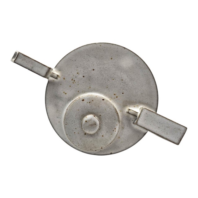 Gray Postmodern Memphis Style Studio Stoneware Teapot on Ceramic Pedestal 16.5" For Sale - Image 8 of 12