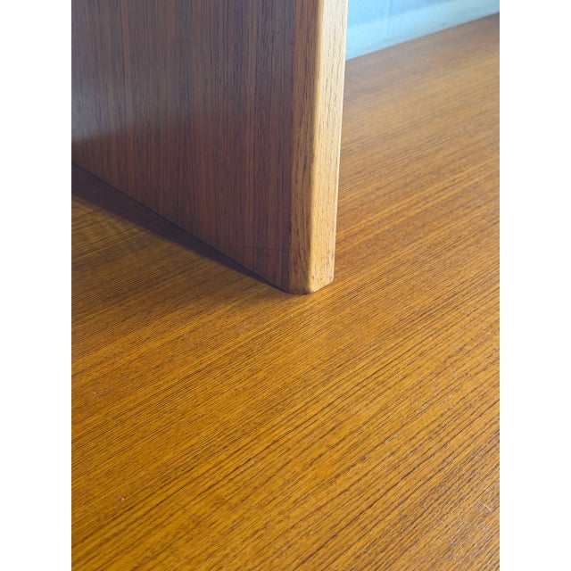 In Style of Svend Aage Larsen for Faarup Mobelfabrik Danish Teak Tambour Credenza With Glass Display Hutch Danish Vintage 1960s For Sale - Image 13 of 16