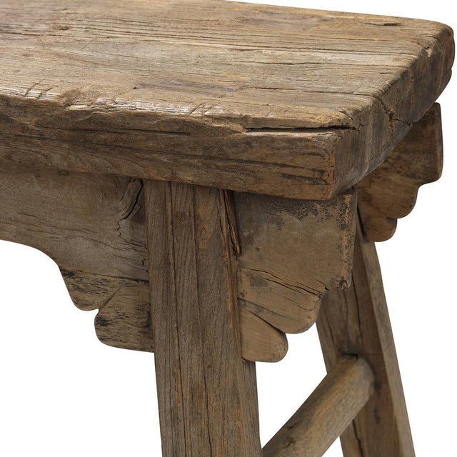 Chinese Rustic Elm Stool, 1800s For Sale - Image 3 of 5
