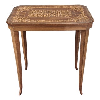 Mid 20th Century Satinwood Inlaid and Marquetry Mahogany Side Table For Sale