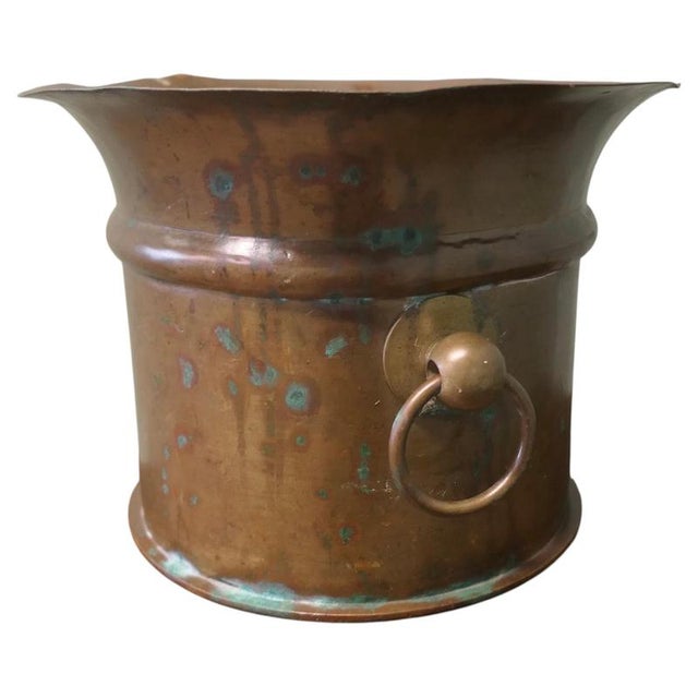 Brown Large Trench Art Planter with Brass Shell Case, 1930 For Sale - Image 8 of 8