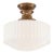 Thomas O'Brien for Visual Comfort Signature Milton Road Flush Mount in Hand-Rubbed Antique Brass With Ribbed White Glass For Sale