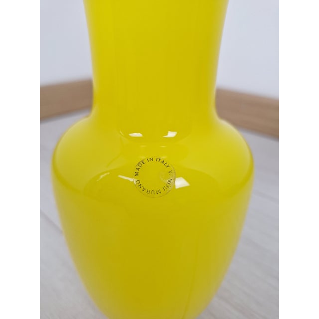 Opalino Series Vase in Yellow Murano Glass from Venini, 1990s, in Very Good conditions. Designed 1990 to 1999 This piece...