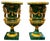 Vintage Monumental Gilt Bronze-Mounted Malachite Urns, Set of 2 For Sale