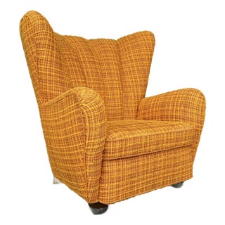 Fritz Hansen Style Mid Century Wingback Chair For Sale