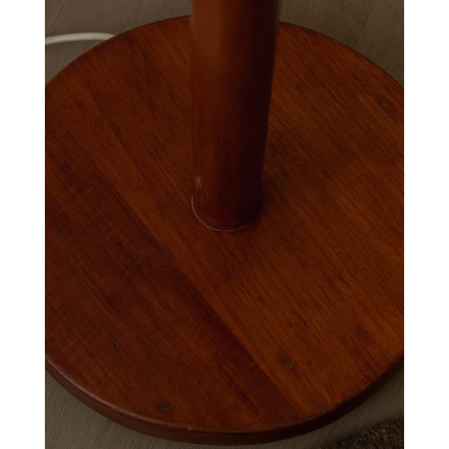 Beige Vintage Scandinavian Modern Teak Floor Lamp with Fabric Shade, 1960s-1970s For Sale - Image 8 of 10