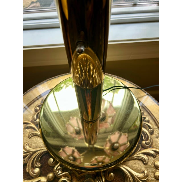 1980s Anthony California Hollywood Regency Lotus Table Lamp With Floral Print on Petals, 3-Way Lights For Sale - Image 12 of 12