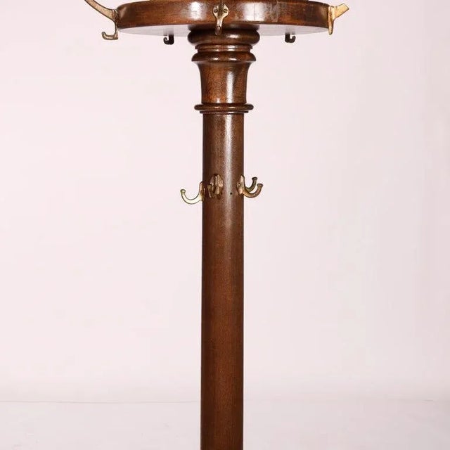 Wood Antique Arts & Crafts Mahogany Hall Hat Rack circa 1910 For Sale - Image 7 of 13