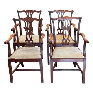 Set of Four Mahogany Chippendale-Style Armchairs For Sale