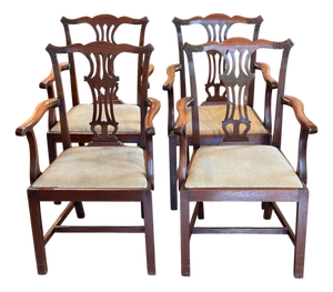 Set of Four Mahogany Chippendale-Style Armchairs