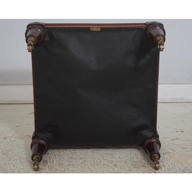 Ralph Lauren Mahogany Square Upholstered Ottoman Footstool For Sale - Image 12 of 13