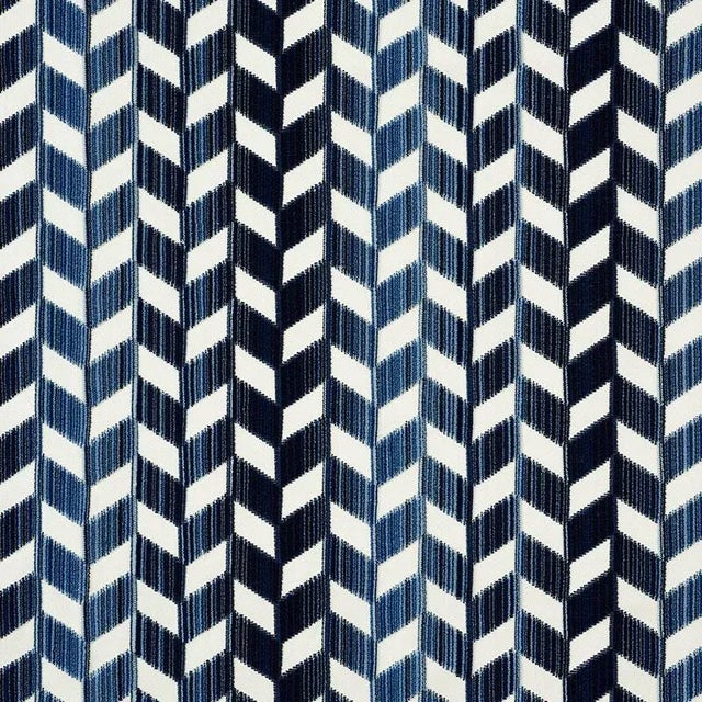 Contemporary Schumacher Chevron Strie Velvet Fabric in Lapis For Sale - Image 3 of 3