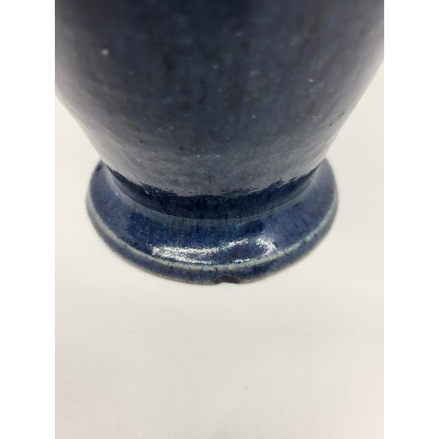 Vase in French Blue Enamelled Stoneware from Accolay, 1970s For Sale - Image 4 of 10