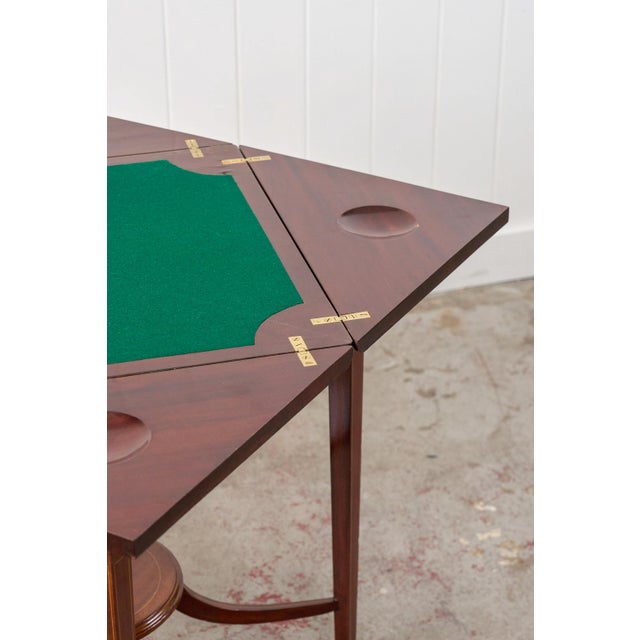 1910s Edwardian Mahogany Envelope Card Table For Sale - Image 9 of 18