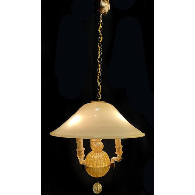 Italian Chandelier with Gold Inclusion by Barovier & Toso, 1940s For Sale - Image 15 of 16