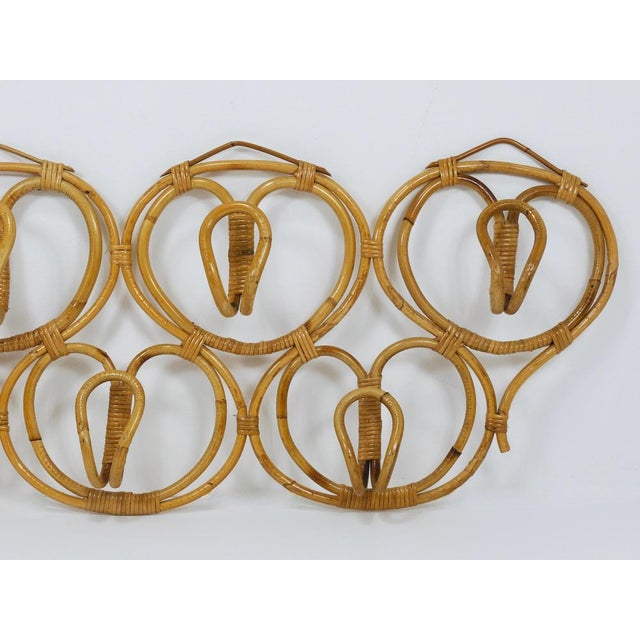 Large Rattan Wall Coat Rack attributed to Franca Helg & Franco Albini for Bonacina, Italy, 1960s For Sale - Image 6 of 15