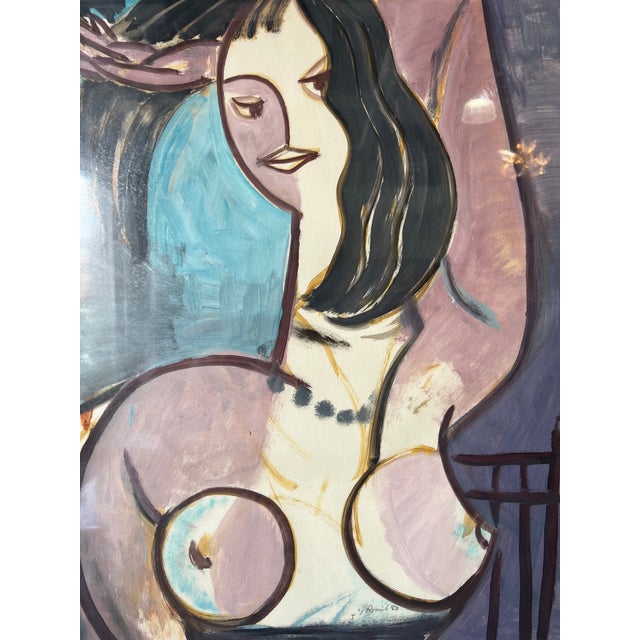 Vintage Picasso Style Impressionist Abstract Oil Painting, Framed