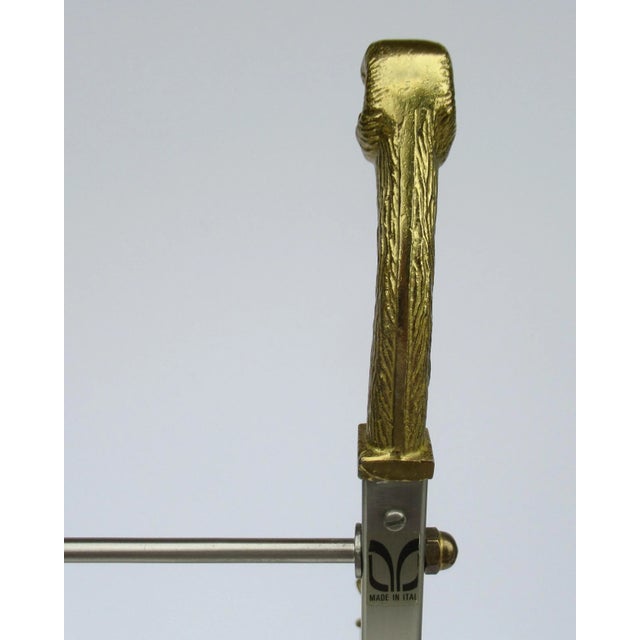 Vintage C.1970's Italian Maison Jansen Polished Brass and Satin Nickel Ram Head & Hoofed Magazine Rack/Holder For Sale - Image 11 of 13