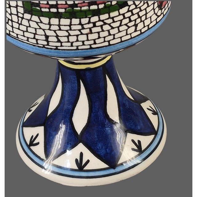 Late 20th Century Hand Painted Armenian Ceramic Communion Chalice Loaves & Fish Mosaic Motif Spiritual For Sale - Image 4 of 10