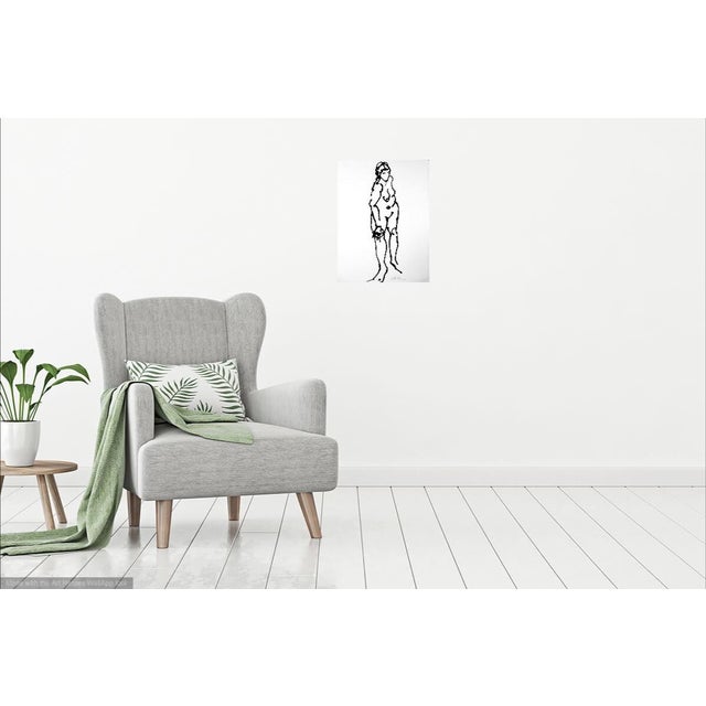 Martha Holden "Pose" Nude Ink Drawing For Sale - Image 4 of 6